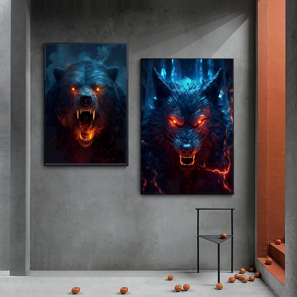 Dark Fantasy Magic Wild Animal Prints Poster Canvas Painting Hd Modern Wall Art Pictures For Living Room Bedroom Home Decoration