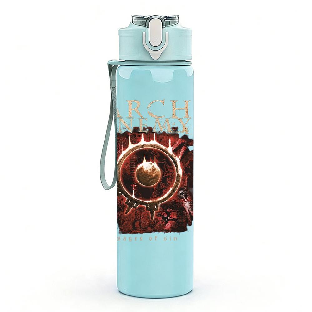 1PC Ornate Brown Skull Vintage Circular Print 750ml Portable Sports Water Bottle Leakproof Gym Outdoor Travel Drink Cup