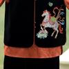 Zodiac Year Velvet Embroidered Vest for Middle-Aged Women - Color Block Stand Collar