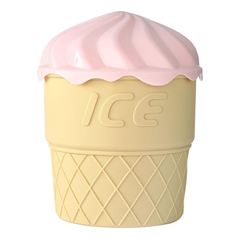 Food Grade Silicone Ice Cream Shape Mold Practical Double-layer Ice Bucket with Lid  Kitchen Organization Tool розовый