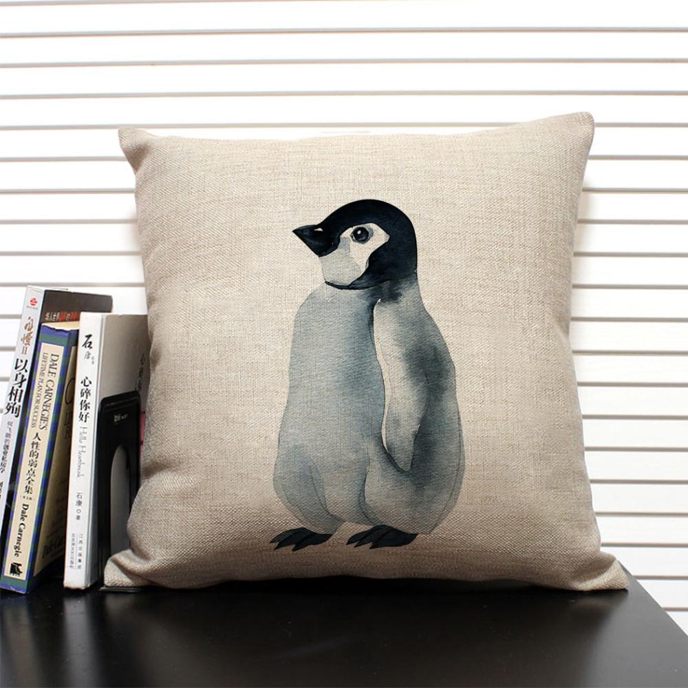 Cute Cartoon Animal Cushion Cover Funny Penguin Pillow Case Bedroom Living Room Sofa Decoration Pillowcase 45x45 Children's Gift