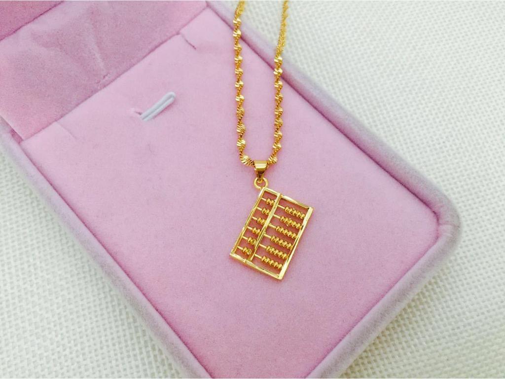 Ruyi Gold Plated Abacus Necklace Pendant - Copper Jewelry Gift