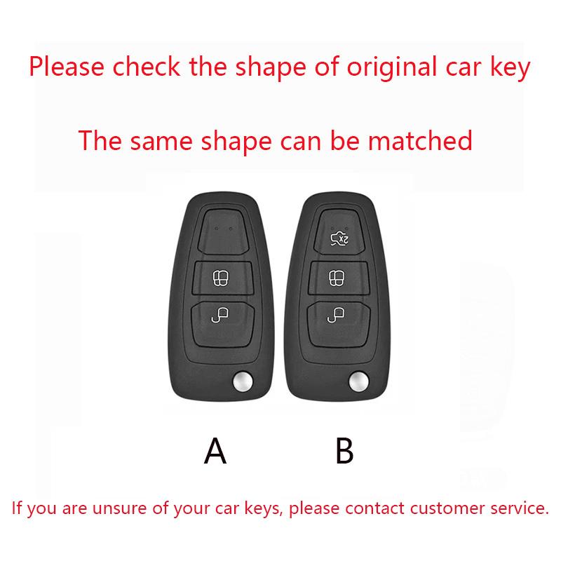 Alloy Genuine Leather Auto Flip Key Fob Cover Case Fit For Ford Fiesta Ranger C-Max S-Max Focus 3 4 Galaxy Mondeo Transit Tourneo Custom Mk4