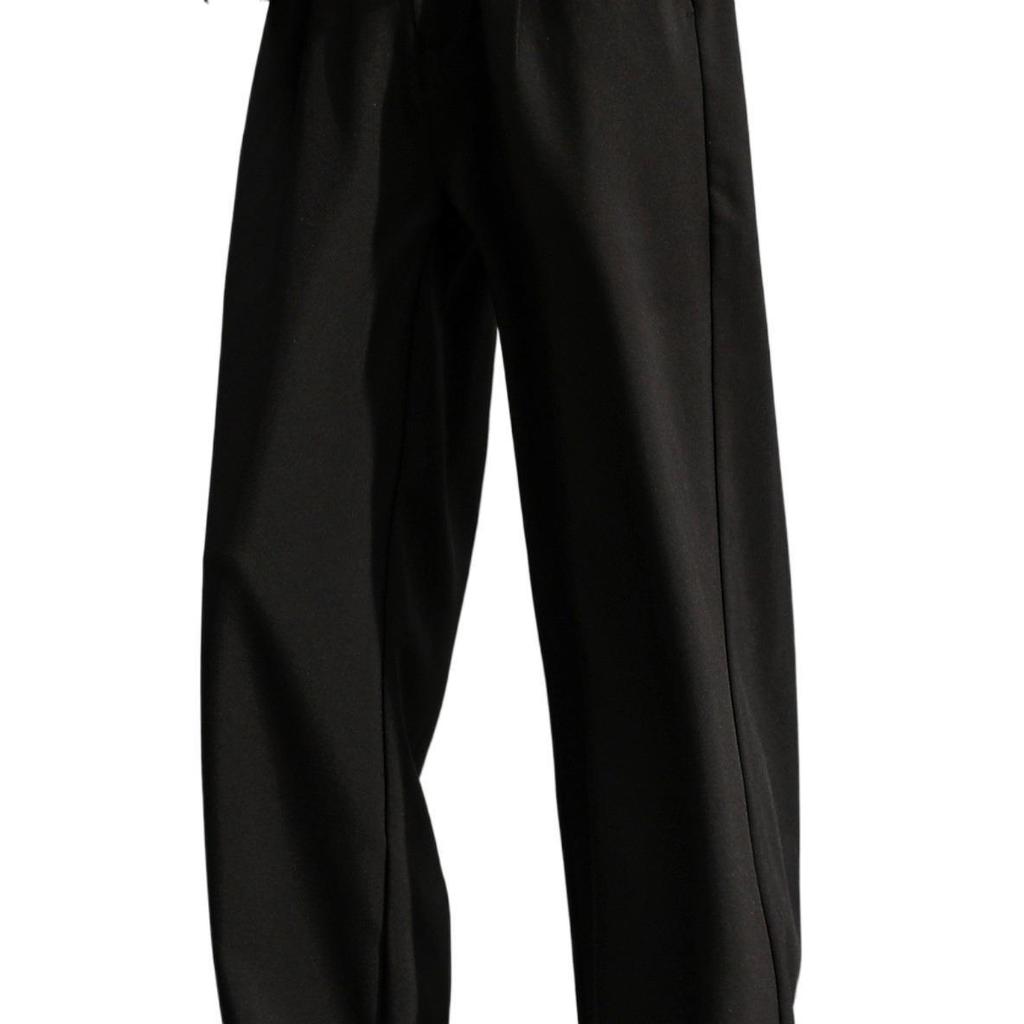 Men’s High-Waisted Black Loose-Fit Straight-Leg Dress Pants – New Autumn Casual.