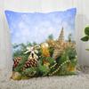45x45cm Decorative Polyester Pillowcase Merry Christmas Christmas Tree Square Zipper Pillowcase Autumn Pillowcase