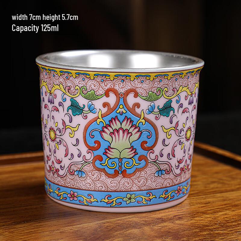 Chaxun 999 Enamel Silver-Plated Ceramic Teacup