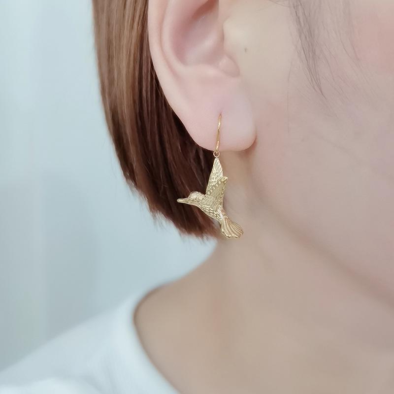 Stainless Steel Waterproof Non-Fading Bird Wing Earrings & Pendant Set for Women