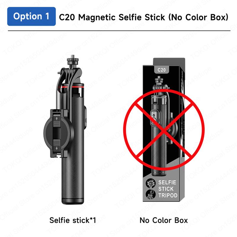 TOKQI C20 Magnetic Selfie Stick Tripod for iPhone Magsafe Hidden Clamp 1/4" Thread Compatible Android Smartphone Action Camera 7