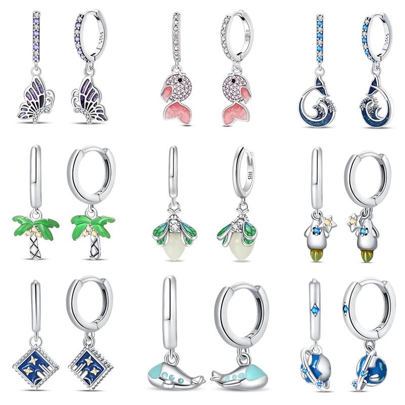 

Модные светящиеся серьги-светлячки из стерлингового серебра 925 пробы, фиолетовые серьги-подвески в виде бабочки и волны, изысканные ювелирные украшения для вечеринок, подарки