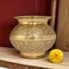 ECOPLUS HANDWERK Reines Messing Lota für Puja Designer Traditioneller Pooja Kalash Segensinfundierter Anbetungstopf