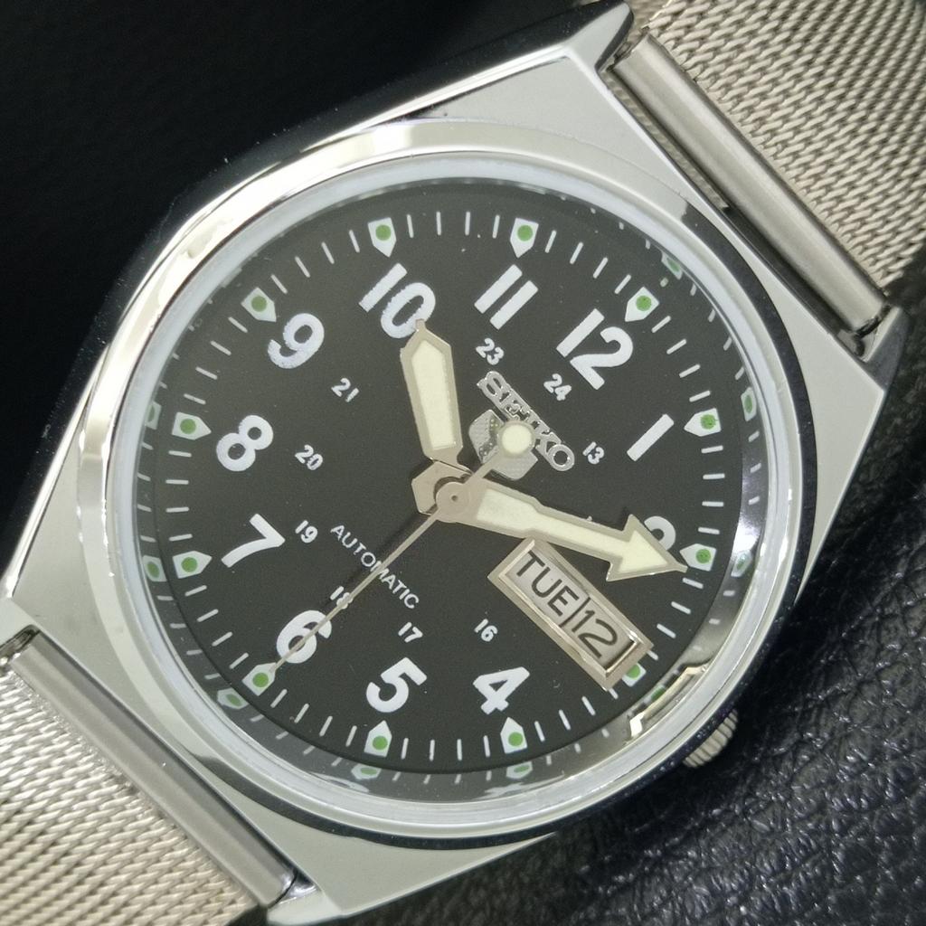 

ЯПОНИЯ ВИНТАЖНЫЕ ВОССТАНОВЛЕННЫЕ SEIKO 5 АВТОМАТИЧЕСКИЕ 6309A МУЖСКИЕ ЧЕРНЫЕ ЧАСЫ a441742-1 Sk-a441742