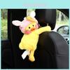 Cute Cartoon Car Tissue Box Plush Material Back Hanging Design Wholesale Car Tissue Box
