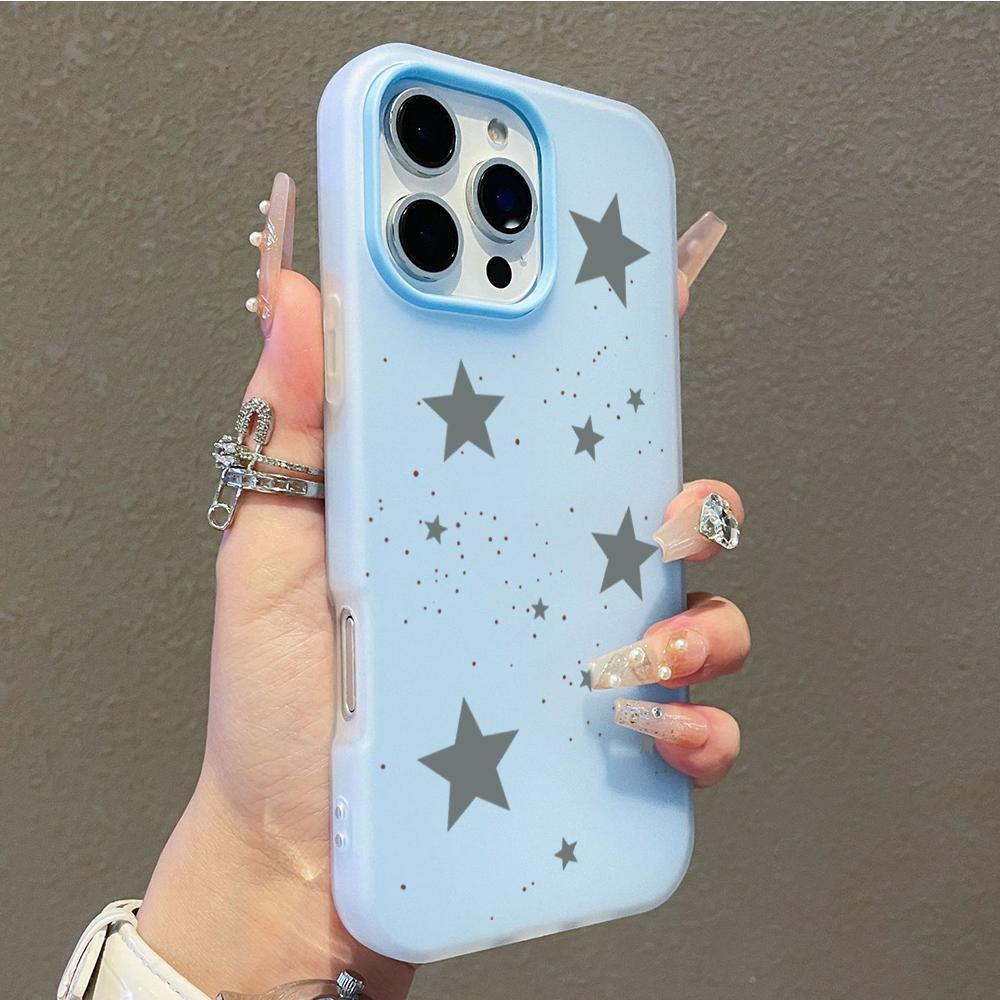 Cute Gray Stars & Dots Phone Case for Redmi Note 14 12S 13 12 11 10 Pro Plus 5G Redmi 12 13C 14C 4G Shockproof Protective Cover