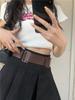 Petite Women's Retro Hong Kong Style Pleated Skirt with Waist-Cinch Belt
