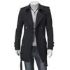Korean Style Men's Autumn/Winter Double-Breasted Wool Coat with Shoulder Badge