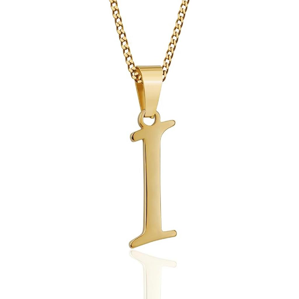 Suweibuke Initial Necklace for Men Women Boys Girls, 18K Gold Plated 26 Letters Pendant Necklace, Personalized Jewelry Gifts