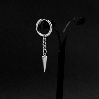 New Stainless Steel Earrings Chain Tassel Sharp Cone Rivet Pendent Ear Hoop for Women Men Lovers Party Punk Ear Clip Gift Unisex