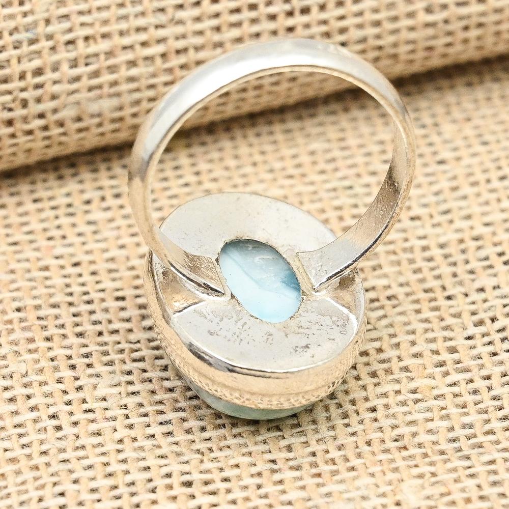 Larimar Gemstone 925 Sterling Silver Handmade Wonderful Jewelry Ring