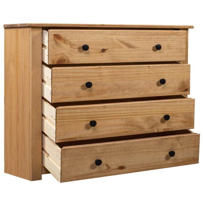 Sideboard - vidaXL - Pine Assortment Panama - 4 Drawers - Solid Wood - Matte