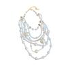Irregular pearl multi-layer necklace, retro exaggerated personality collarbone chain, light luxury, high-end sense necklace, women