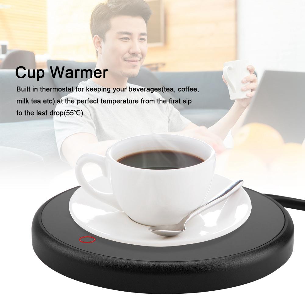 Electric Cup Warmer Pad Desktop Tea Coffee Milk Mug Heater Coaster Tray (Black )