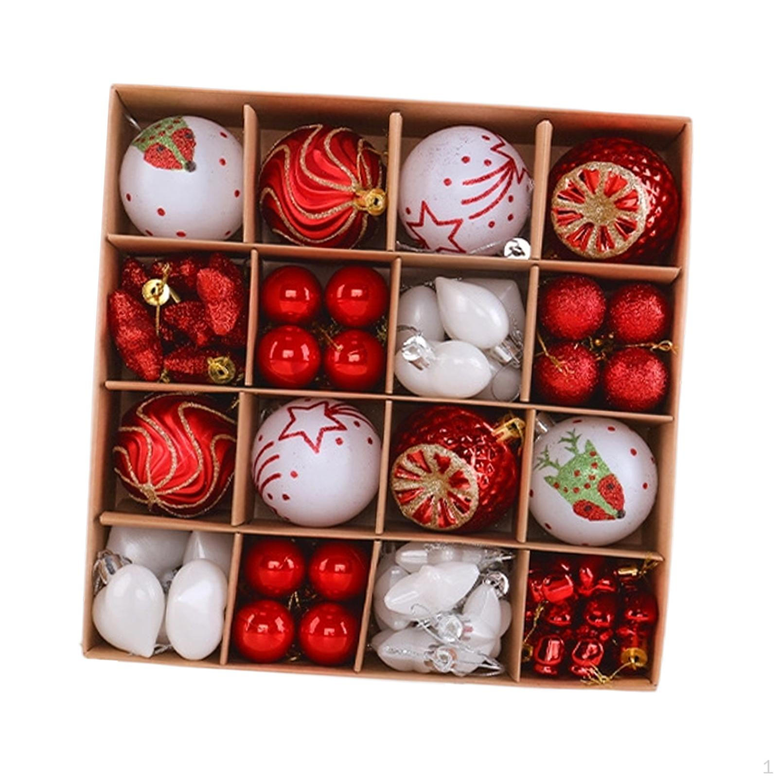 

65 штук Рождественские подвесные украшения Декоративные рождественские шары Red White