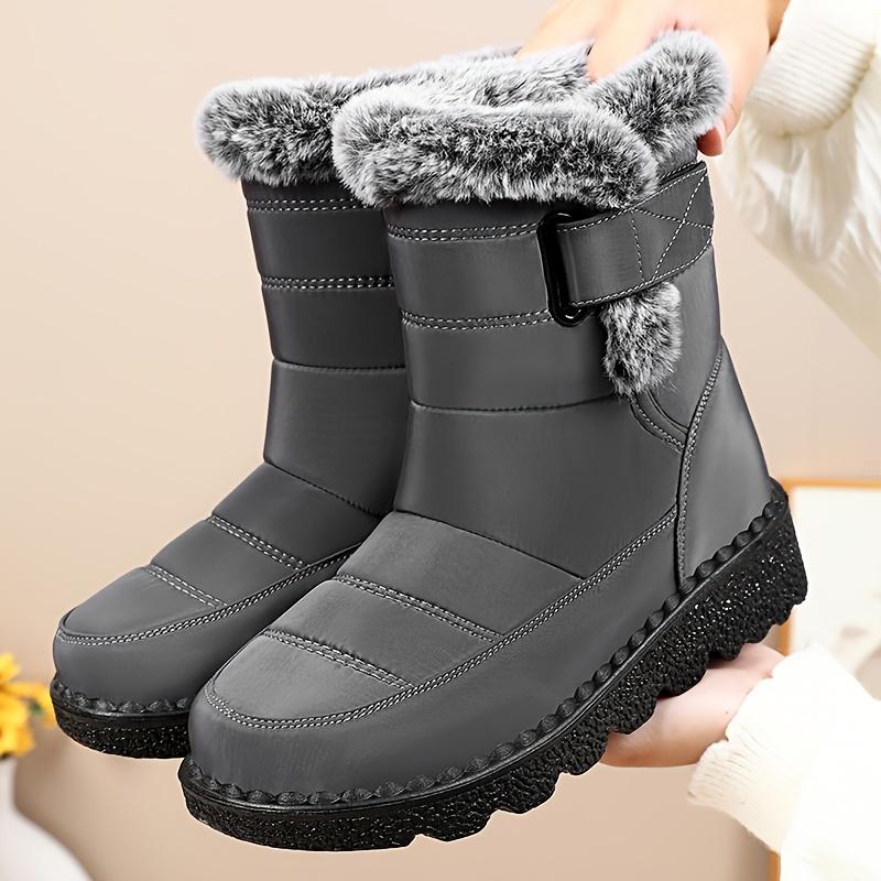 Bottes d'hiver épaisses pour femme, doublées de polaire, chaudes, bottines d'extérieur décontractées, bottes de neige tendance, chaussures de marche à la mode