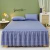 1pc Bed Skirt +2pcs Pillowcase King Queen Size Soft Sanding Fabric Bed Skirt Princess Romance Bedspread