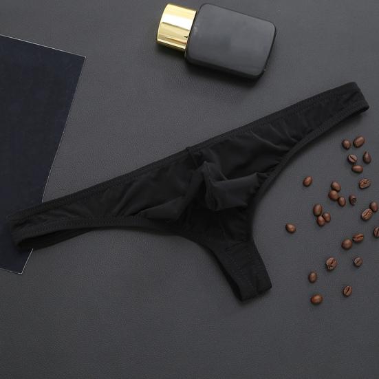 Men Sexy Thong Low-rise U-Convex Solid Color Briefs Elastic Waistband Slim Fit Solid