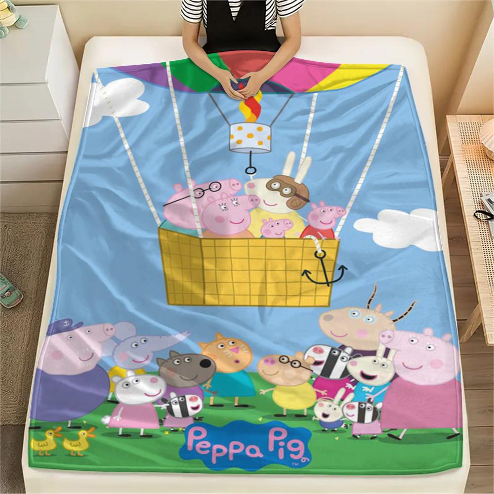1Pc Pink Pig Cartoon Print Flannel Blanket, High quality Comfortable for All Seasons, Home Decor, Warmth and Comfort, Perfect for Gifts