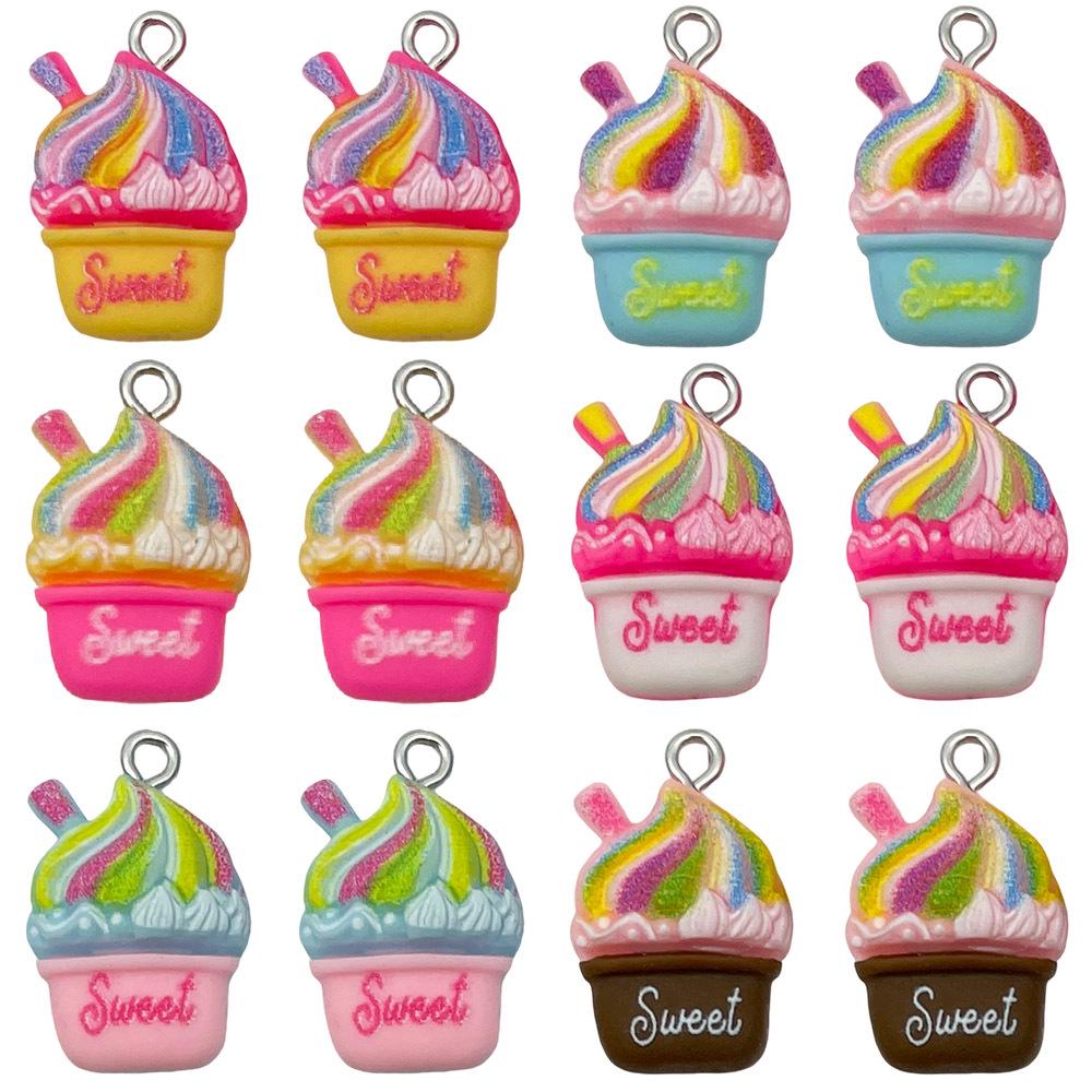 12-Color Resin Milkshake Ice Cream Cake Charms for DIY Jewelry