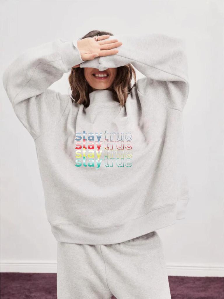 European Style Trendy Casual Women's Sweatshirt with High Collar