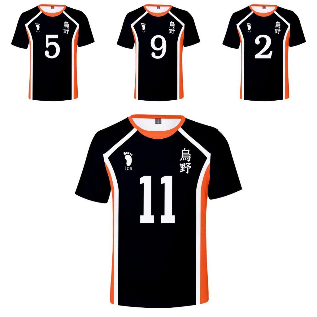Stylish Haikyuu Cosplay Unisex T-shirt Featuring Karasuno Logo For Anime Fans