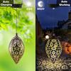 Solar-Powered Metal Olive Ball Water Drop Pendant Light Outdoor Garden Landscape Lamp Festive Decorations