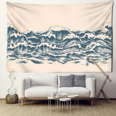 Beige Cartoon Wave Tapestry Wall Hanging Minimalist Art Kawaii Bohemia Abstract Bedroom Living Room Home Decor