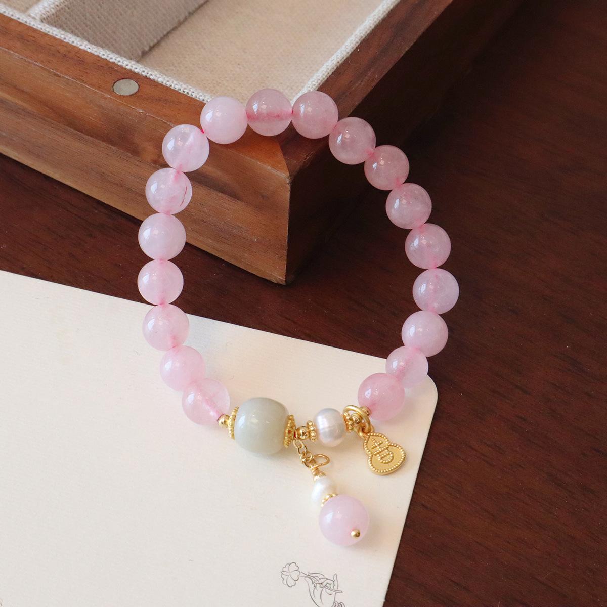 Natural Madagascar Pink Crystal Bracelet Women s Fashion Bangle Lotus Gourd Bracelet Girl Jewelry