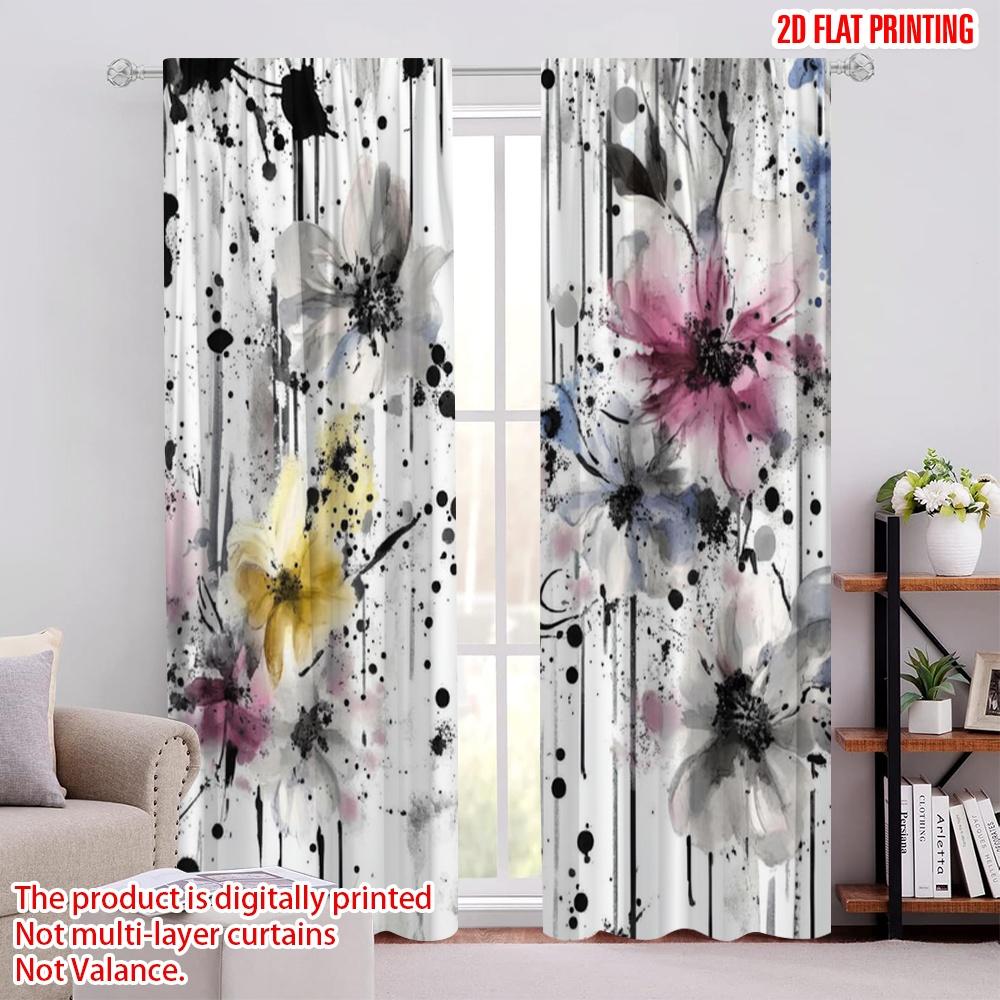 

2pcs,2D plane printing Light Filtering Curtains Abstract Blooms Versatile Fabric (without rod) Decorations Inside Use for Living 52.50 × 116.00 cm 2 pcs