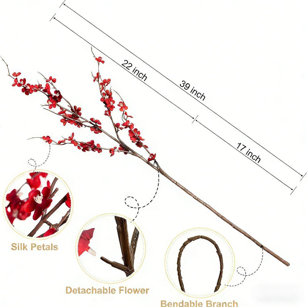 New 39inch Artificial Plum Blossom Chinese Style DIY Wintersweet Faux Flower Long Branch Simulated Plum Blossom Home Decor