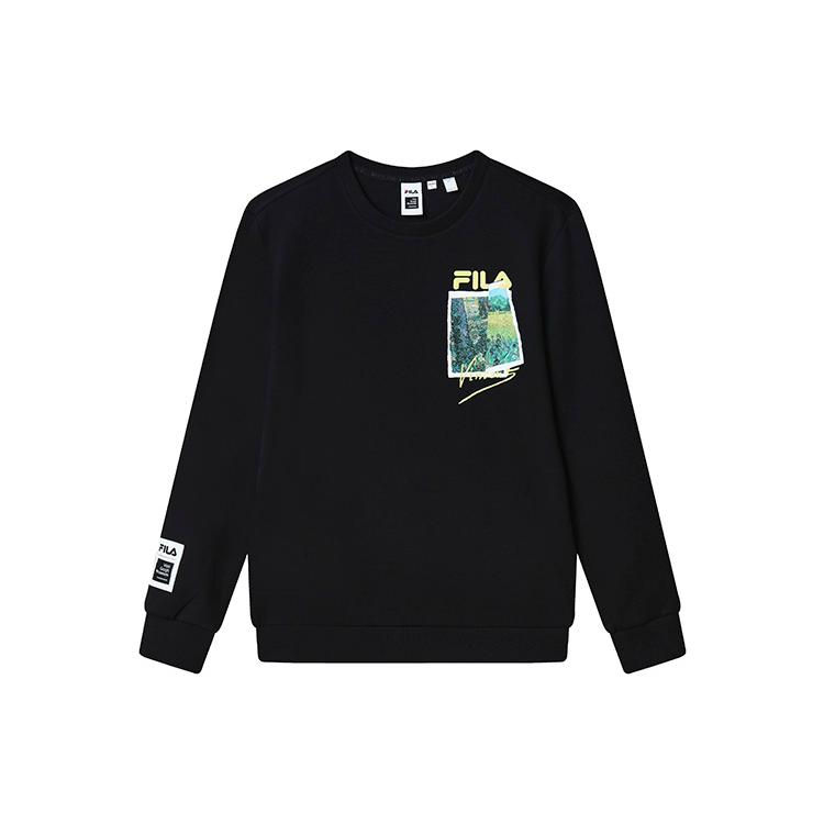 FILA Van Gogh Museum 2.0 Sweatshirts Men s Jet Black Crew Neck Moderate Regular F11M318215F-BK S