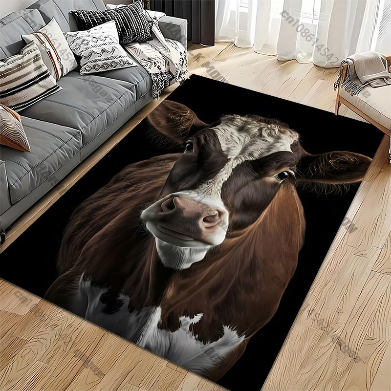 Cow Facing Forward In Darkness Carpet Yoga Living Room Room Decor Children's Crawling Mat Doormat Area Rug Games Mat