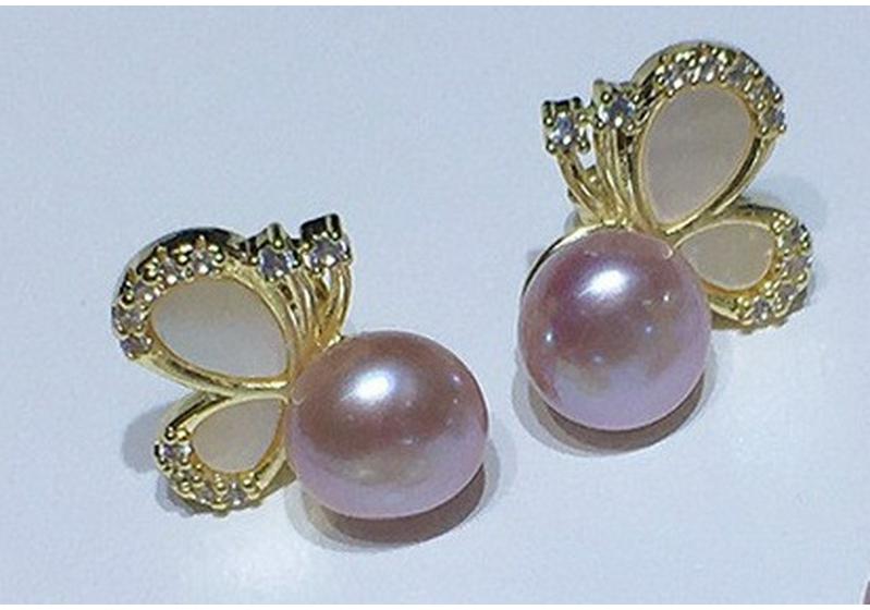 Elegant Summer Korean Style Butterfly Shell Freshwater Pearl Pendant Set for Women (8-9mm), 3-Piece