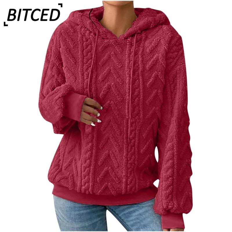 BITCED Women's Fashion Casual Solid Color Print Long Sleeve Hooded Hoodies & Sweatshirts International Design
