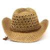 Wide Brim Sunscreen Straw Hat Solid Color Fisherman Hat Retro Western Cowboy Hat  Girl