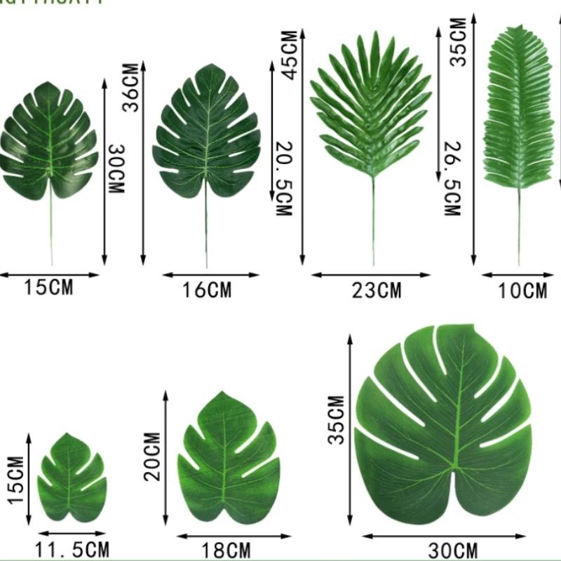Tropical Palm Leaves, Artificial Hawaiian Luau Safari Jungle Decor, Plastic Faux Plants for Fall Season, Tabletop Decoration