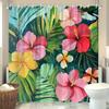 Bunte tropische Hibiskusblumen Duschvorhang Waschbar Schmutzabweisend Duschkopf wasserdicht Polyester Badezimmervorhang