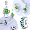 Original Green Zircon Cactus Flower Beads Fit Bracelet Lady'S Gift Jewelry Copper Diy Accessories Bag Charm