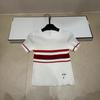 Brand New Embroidered Stripe Color Block Round Neck Knit Short Sleeve Summer Slim Fashion Top