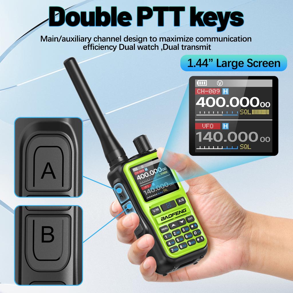 BAOFENG UV-5R Mini Walkie Talkie Air Band Bluetooth Programming Wireless Copy Frequency 999CH Full Band Long Range Two Way Radio