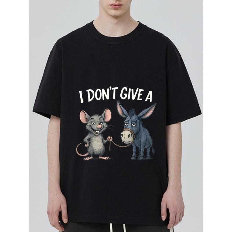 

T-Shirt Black I Don t Give A Mouse and Donkey Cartoon Print Casual Wear for Men and Women Streetwear Fashion Summer Outfit XXXXL чёрный