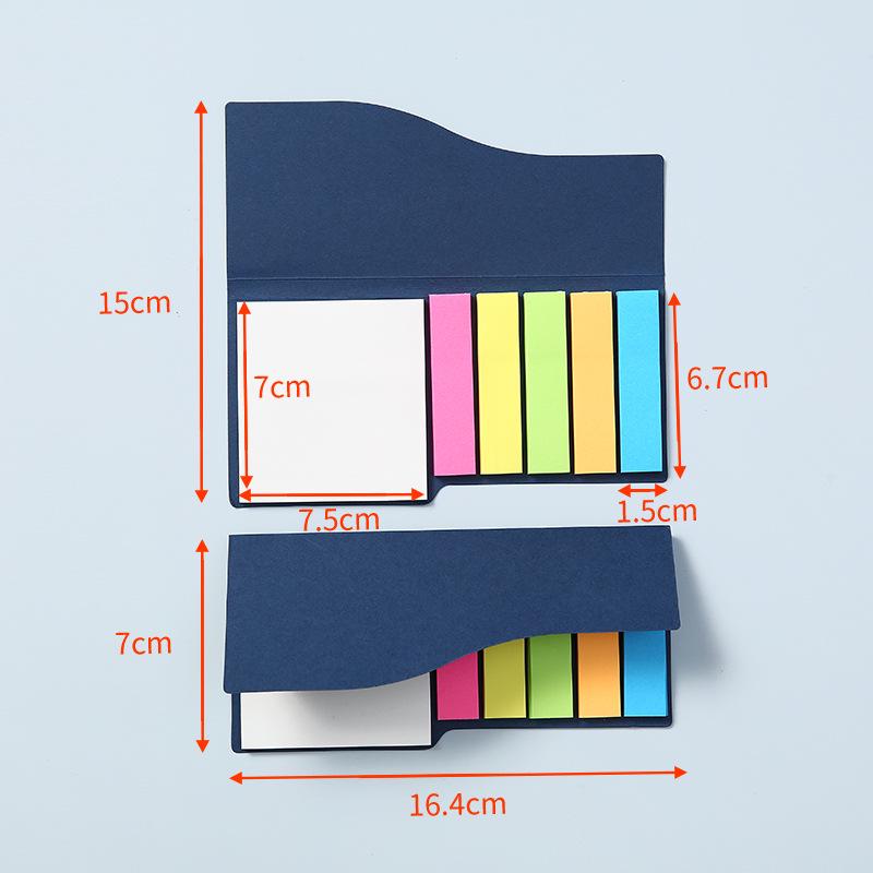 Compact Folding Sticky Notes Set: 6 Colors, 40 Sheets, Portable Hardcover Case синий